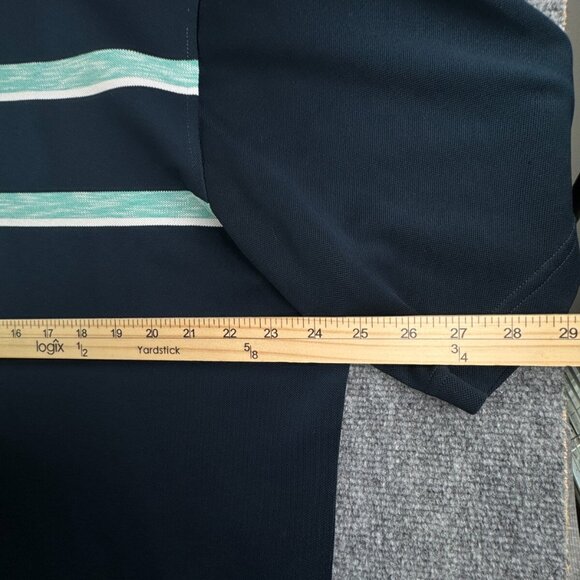Footjoy FJ Golf Polo Shirt Men XL Athletic Fit Blue Stripe Performance Stretch - Picture 6 of 15
